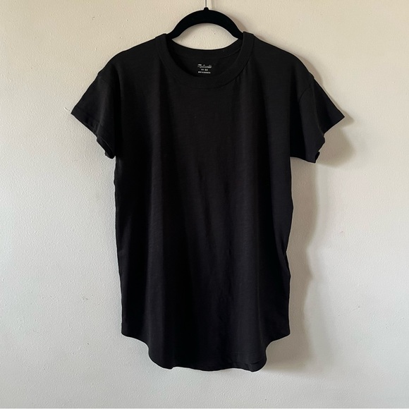 NEW Madewell Whisper Crew Neck Tee in True Black Size XS Shortsleeved T-Shirt - Picture 2 of 9